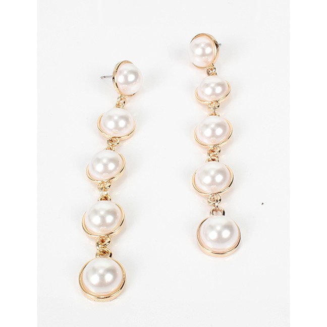 LRC Anting Tusuk Fashion Gold Pearl Alloy Imitation Pearl Earrings F71781