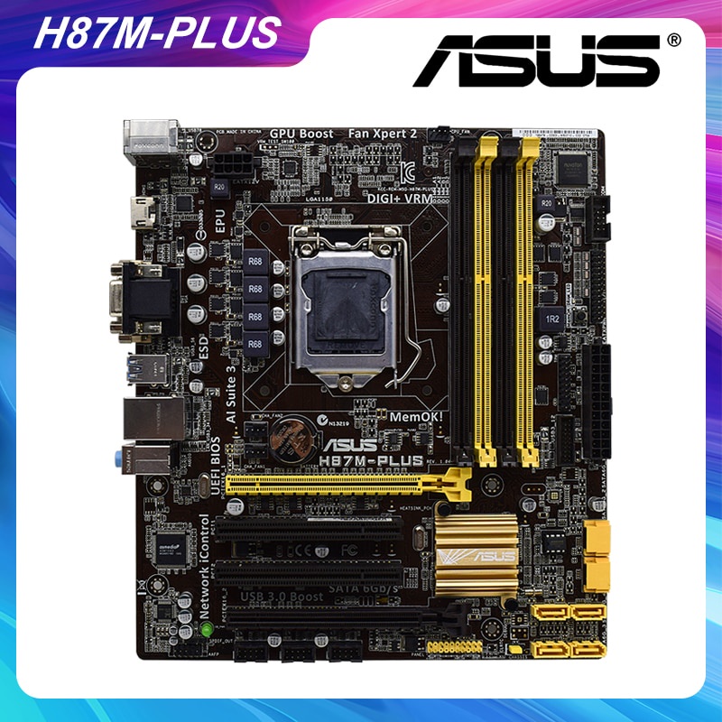PREORDER ASUS H87M-PLUS Intel H87 LGA 1150 Desktop PC Motherboard DDR3 32G PCI-E 3.0 HDMI 6×USB3.0 K