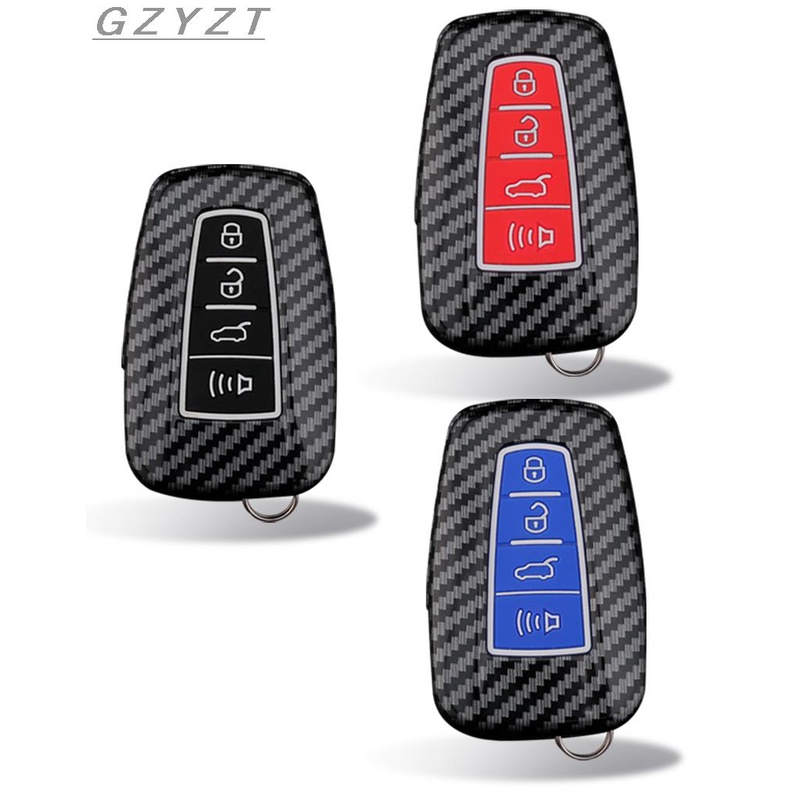 Case Kunci Mobil Bahan ABS Silikon Carbon Fiber Untuk Toyota Camry Corolla C-HR CHR Prado RAV4 Prius 2018 2019 2 / 3 / 4 Tombol