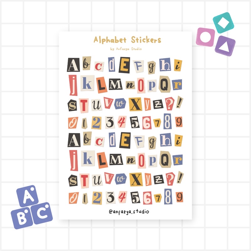 

Sticker Sheet - Alphabet Stickers Stiker - Anfazya Studio