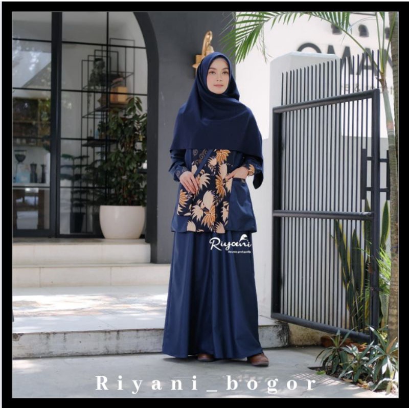 GAMIS BATIK WANITA COLOR NAVY BY RIYANI BATIK WANITA BATIK INDONESIA BATIK KEKINIAN