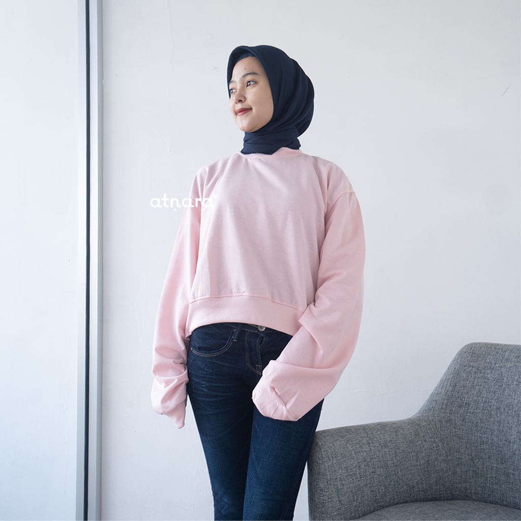 Nara Grosir - Kawaii Oversize l Sweater Crop Wanita