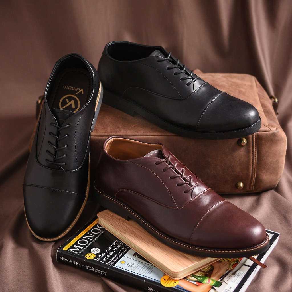 OXFORD FULL BLACK - Pantofel Pria Kulit Asli Formal Kasual Sepatu Pantofel Kerja Hitam - Pantopel