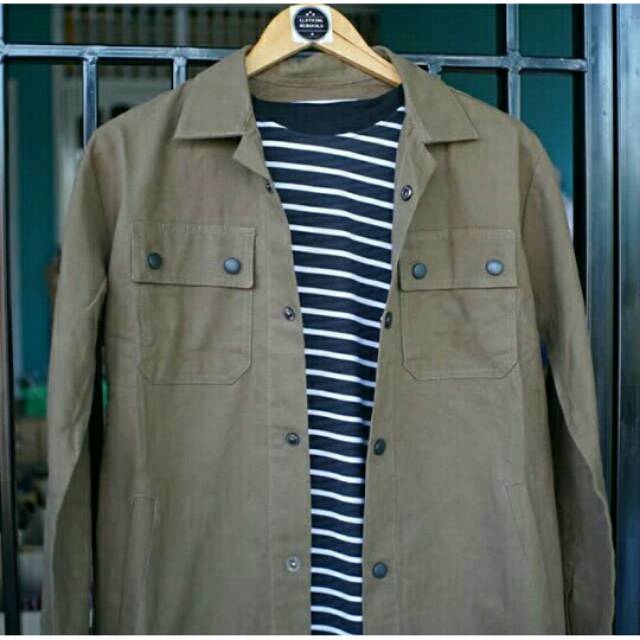 Jaket Semi Parka Canvas Cream Khaki