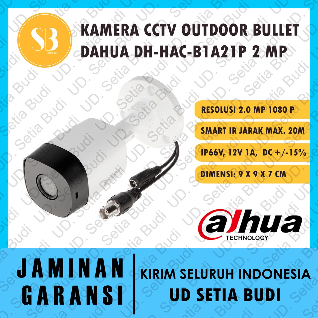 Kamera CCTV Outdoor Dahua HAC-B1A21P 2MP HDCVI IR Bullet Camera