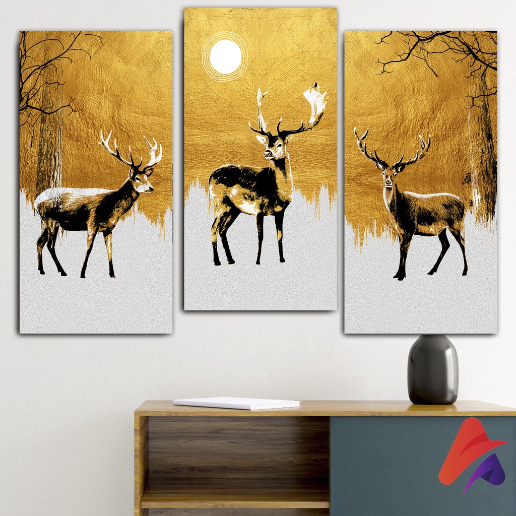 HIASAN DINDING RUSA ANIMAL REALISTIC ABSTRAC BUNGA WALL DECOR HIASAN DINDING KAMAR PAJANGAN RUANGAN POSTER KAYU GAMBAR BUNGA ABSTRAK