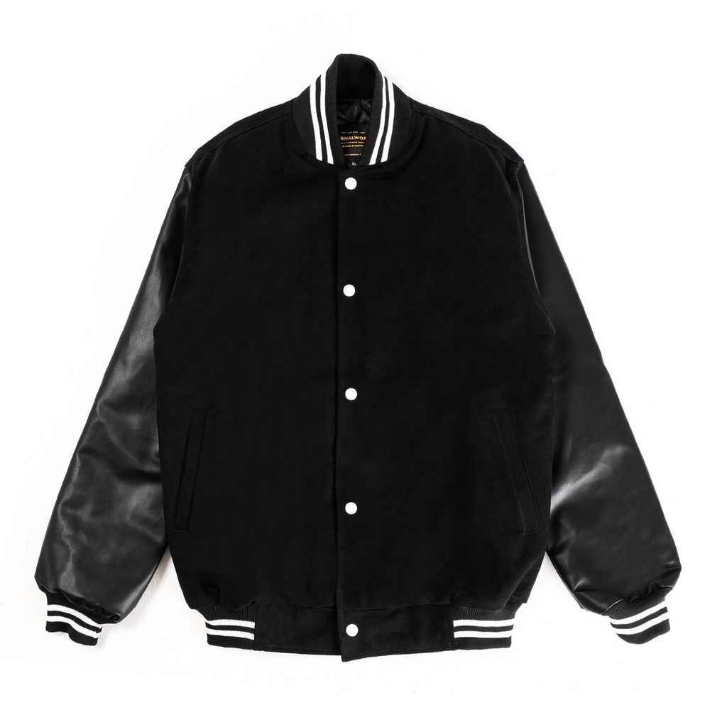 ETERNALWORKS - Varsity Jacket Black X Black