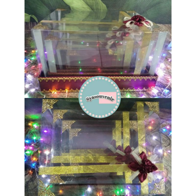 

Kotak Box Hantaran Seserahan Hampers Pernikahan Pita Mika Sudut 1 Set