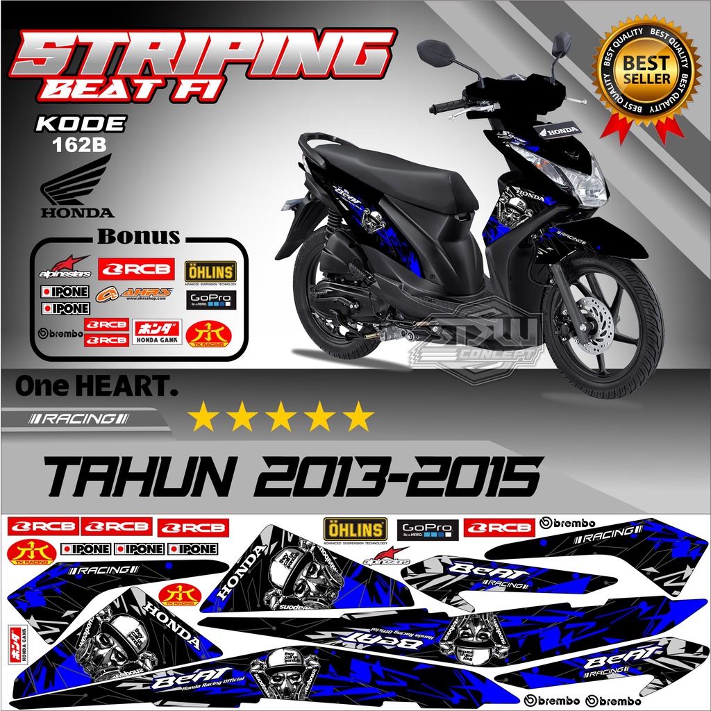 Striping Beat 2013-2015  Stiker Lis Motor Beat Variasi kode 162