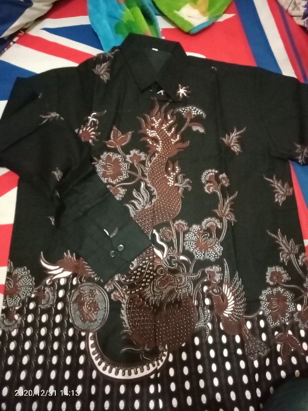 Naga Hitam Kemeja Batik Pria Katun Sragenan Full Furing