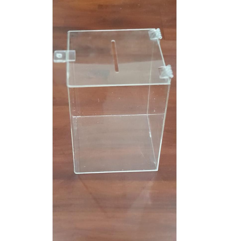 

Terlaris kotak amal akrilik box amal acrylic bening 15 x 20 x 15 cm VAT