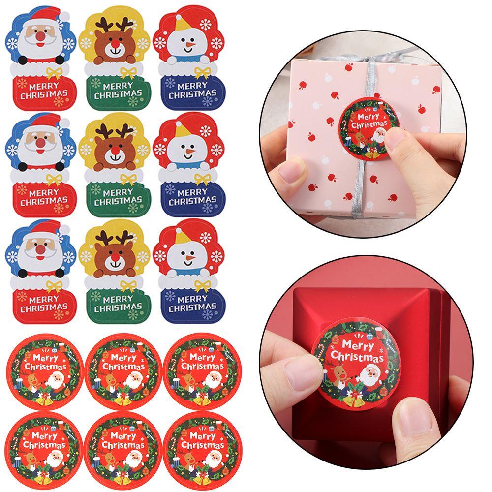 Top Gift Paper Sticker DIY Hiasan Kue Biskuit Paket Label Festival Dekorasi Natal Stiker