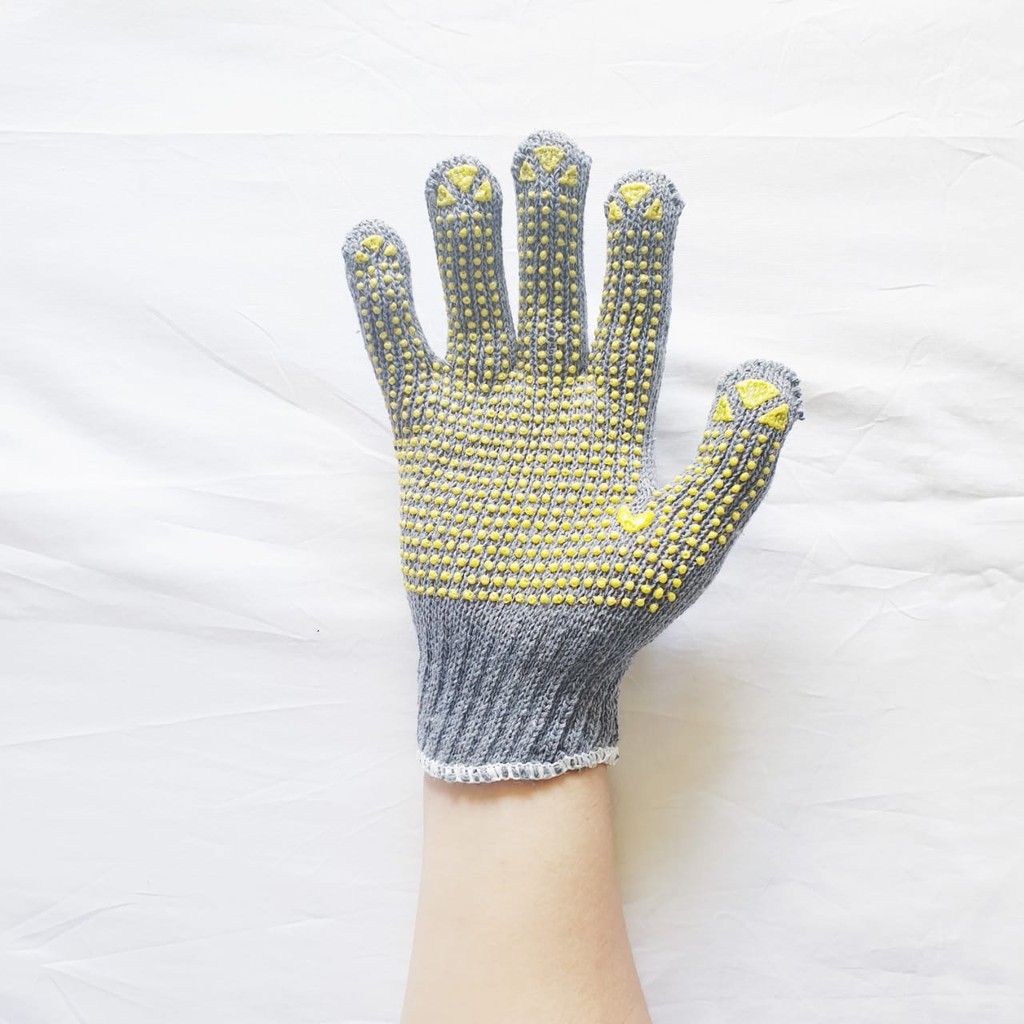 12 Pasang Sarung Tangan Kerja Proyek Diamond Abu Abu Bintik Work Gloves