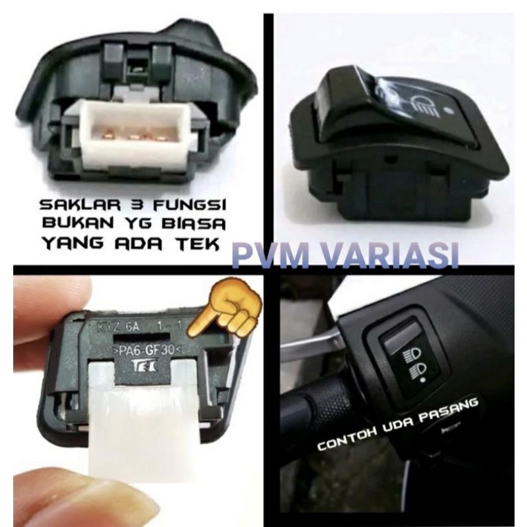 SAKLAR MOTOR - SAKLAR DIM MOTOR HONDA - SAKLAR LAMPU TOMBOL DIM 3 TITIK TEC VARIASI REVO ABS FI - SU