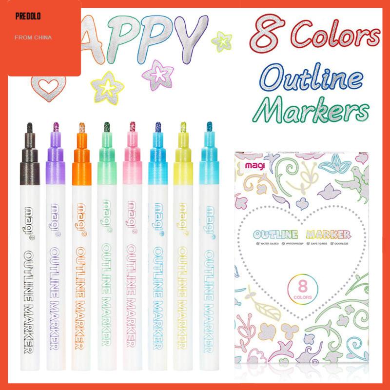 [In Stock] Double Line Outline Pen for School Highlighter Scrap Booking Card