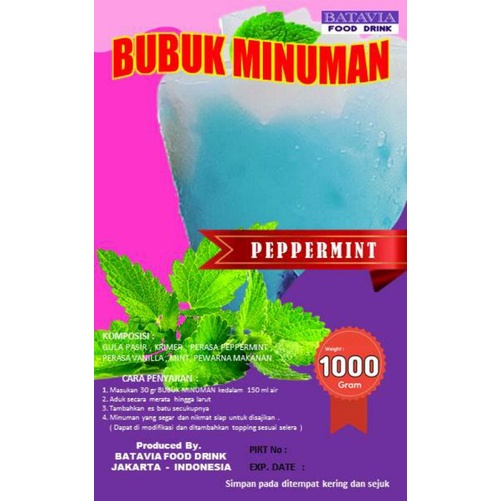 

Bubuk Minuman Rasa Peppermint 1kg Bahan Minuman Bubble Drink dan Minuman Kekinian Harga Grosir
