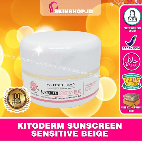 Kitoderm Sunscreen Sensitive Beige Cream 10gr Original / Krim Tabir Surya Kulit Sensitif BPOM Aman