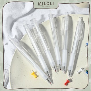 [MILOLI] Pena Gel Mekanik 0.5mm White Minimalist Aesthetic Pen - D0017