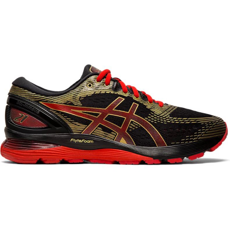 SALE  Sepatu Running ASICS GEL-NIMBUS 21 Black/Red Original BNIB