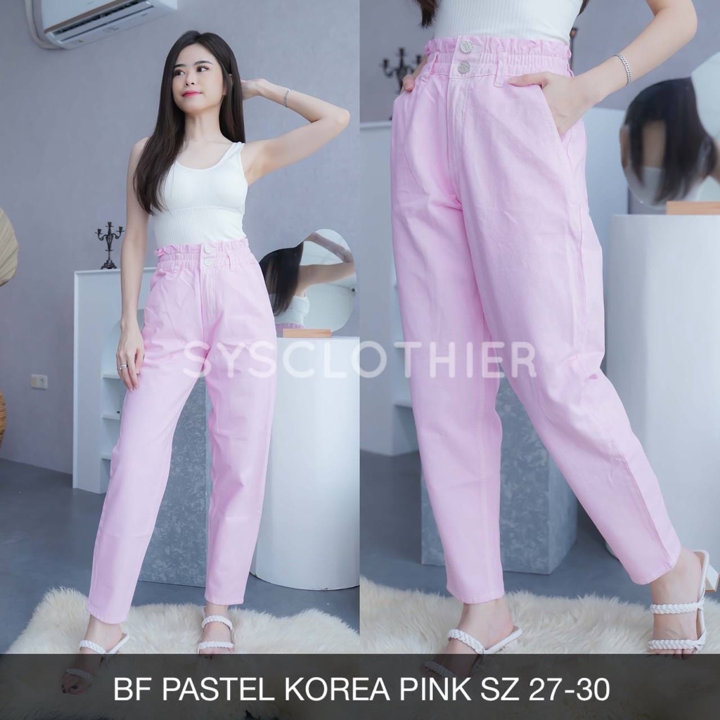 CELANA JEANS WANITA BF PASTEL KOREA -SYS CLOTHIER