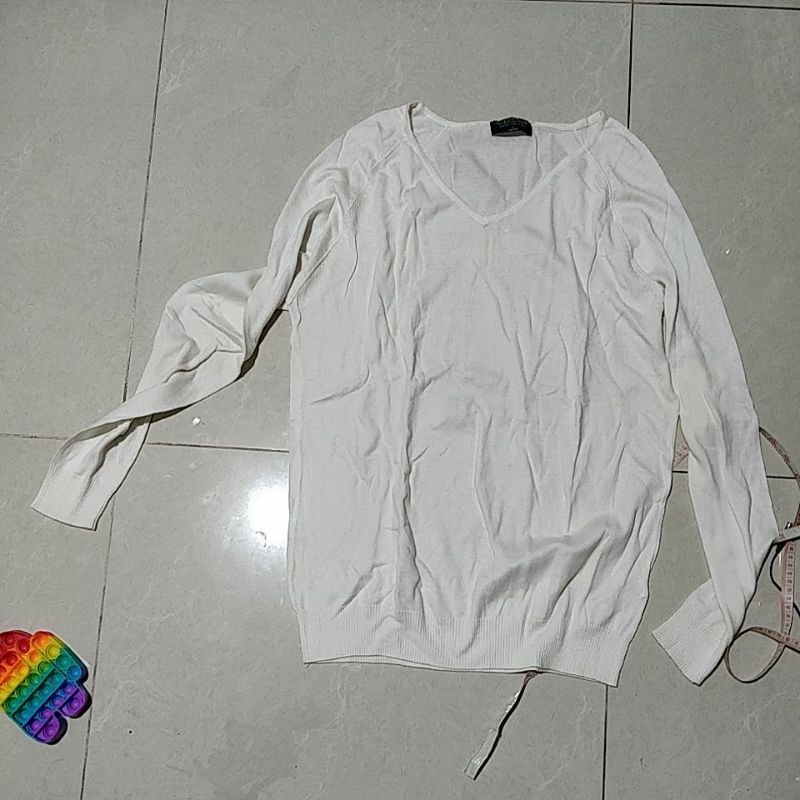 celcius knitwear preloved putih rajut halus big size