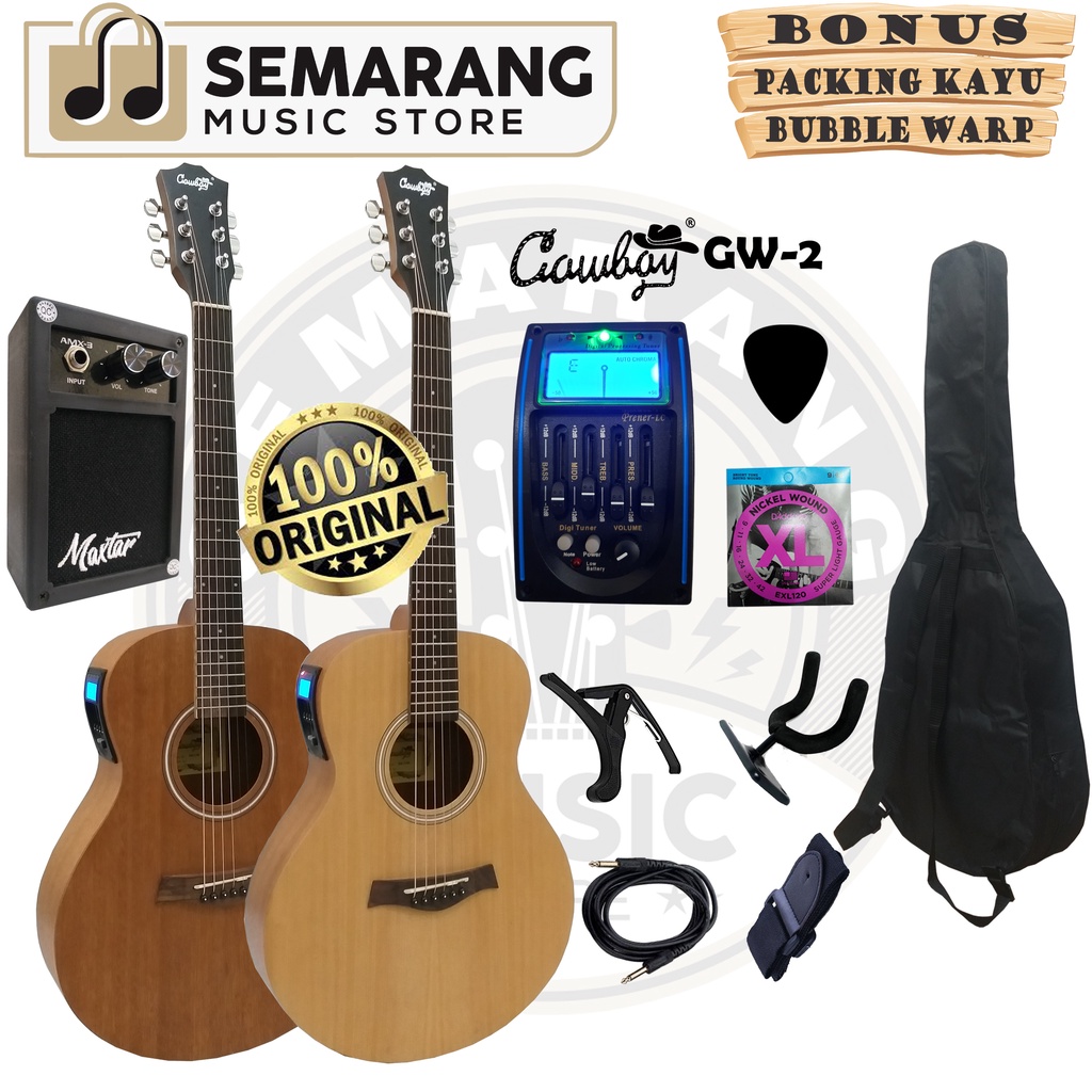 ORIGINAL!!! Gitar Akustik Elektrik Import Merk Cowboy GW-2 NA GW 2NS Equalizer Tuner LC Prener