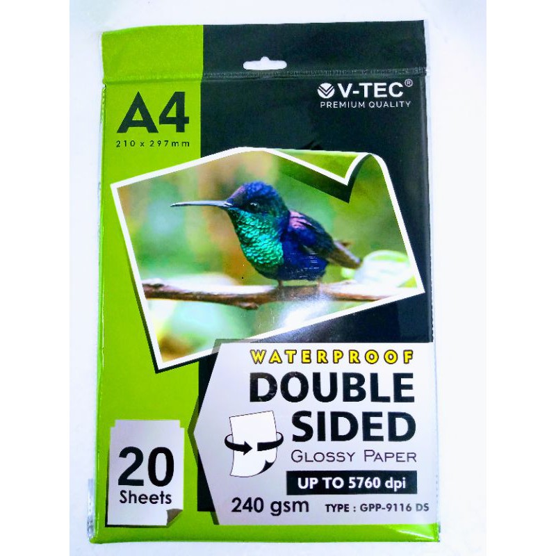 

Glossy Paper Double Sided Waterproof V-tec 9116 240 gsm a4