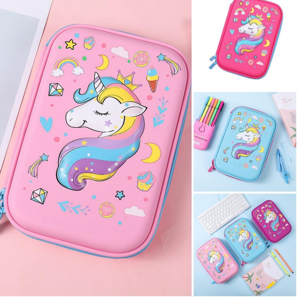 

[PRODUK CLRAM] Tempat pensil kotak pensil 3D Unicorn Pencil Case tempat pensil Unicorn Kepala kado anak perempuan unicorn lucu import berkualitas DCK