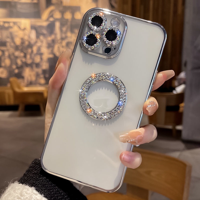 Case Transparan Glitter Berlian Imitasi Shockproof Cover Iphone 11 12 13 Pro MAX X XR XS