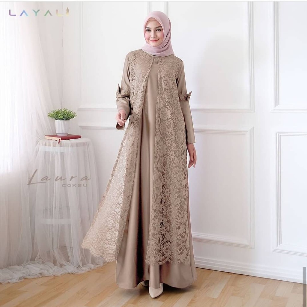 Laura Maxi Dress Kondangan  Brukat Shopee Indonesia