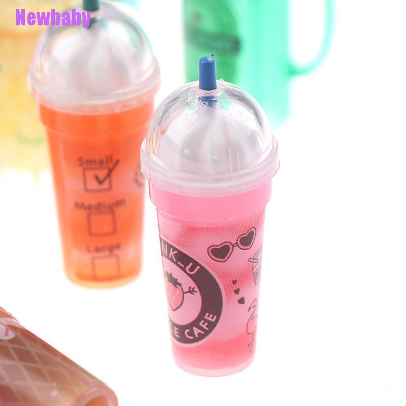 (Newbaby) 3pcs / set Mainan Miniatur Botol Minuman Jus Skala 1: 12 Untuk Aksesoris Rumah Boneka