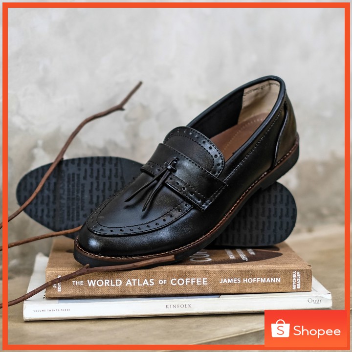 PIETRA BLACK - Sepatu Pantofel Pria Kulit Formal Kantor Kasual Kerja Kuliah - Pantopel