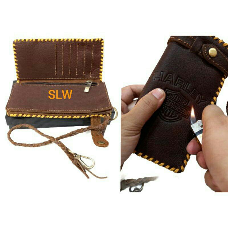 DOMPET KULIT ASLI IMPORT PRIA HARLEY DAVIDSON. DOMPET KULIT PANJANG TALI