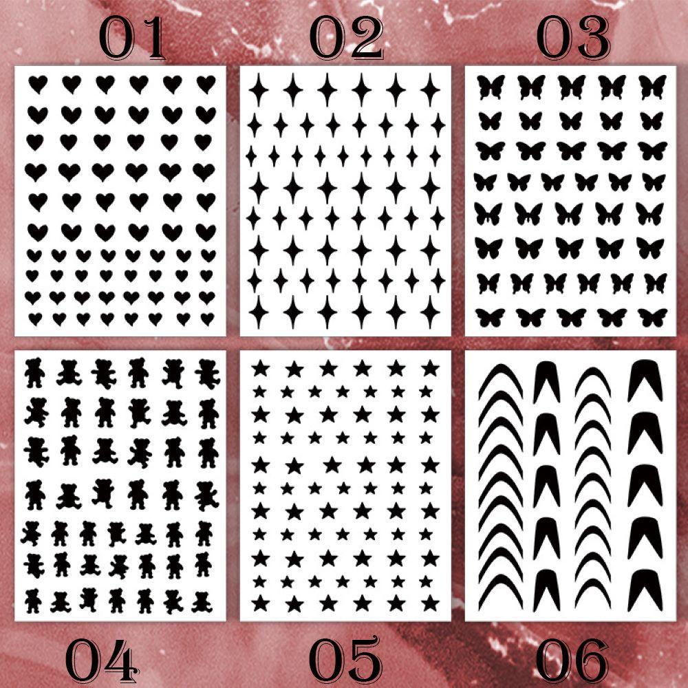 Solighter Stiker Kuku Nail Art Dekorasi Kerangka Desain Bear Star French Smile