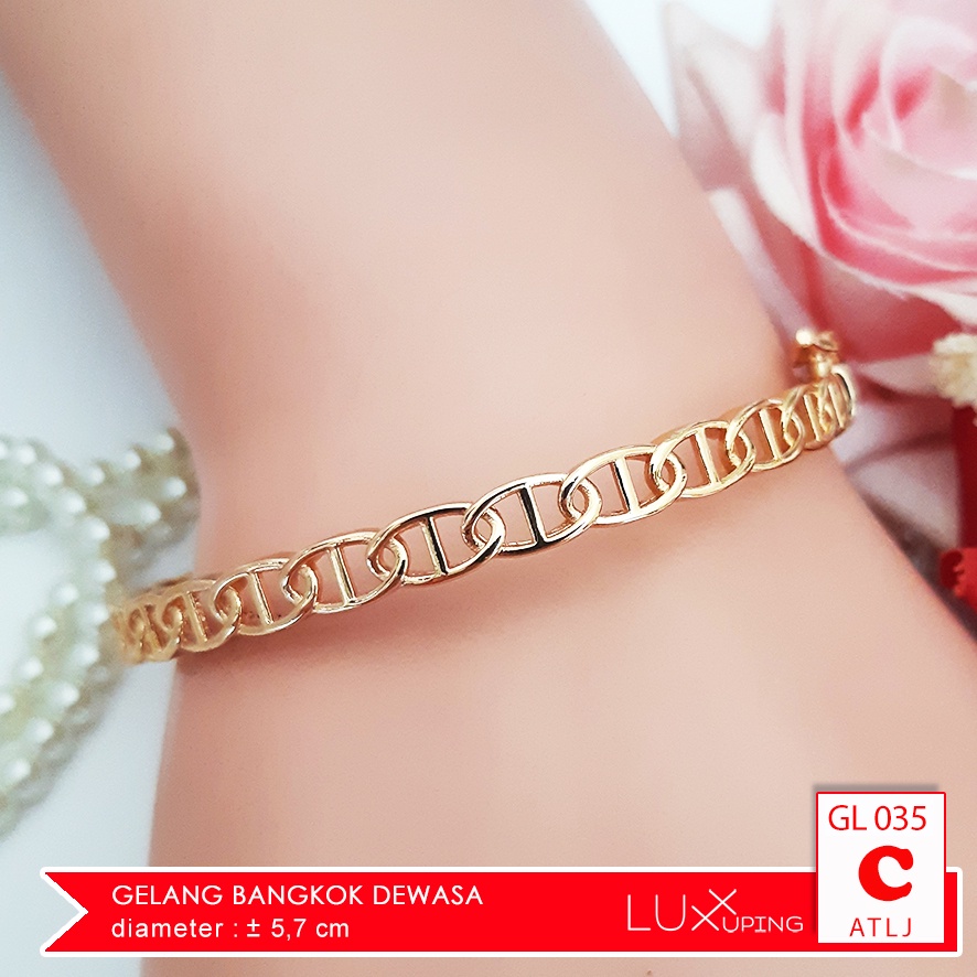 GL 035 Gelang Bangle Dewasa Permata Zirkon Laris Perhiasan Lapis Emas Imitasi Gelang Bangkok Yaxiya Xuping Set Murah Luxx Xuping