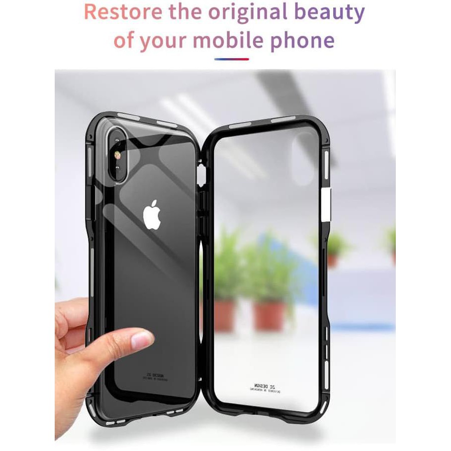 Terbaru Luphie Incisive Iphone 8 / 8 Plus Magnet Aluminium Tempered Glass Case - Solid Red, Iphone 8