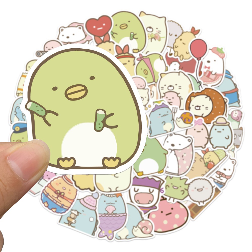 50PCS Sumikkogurashi cartoon image waterproof sticker white bear penguin tonkatsu cute luggage decoration hand account sticker