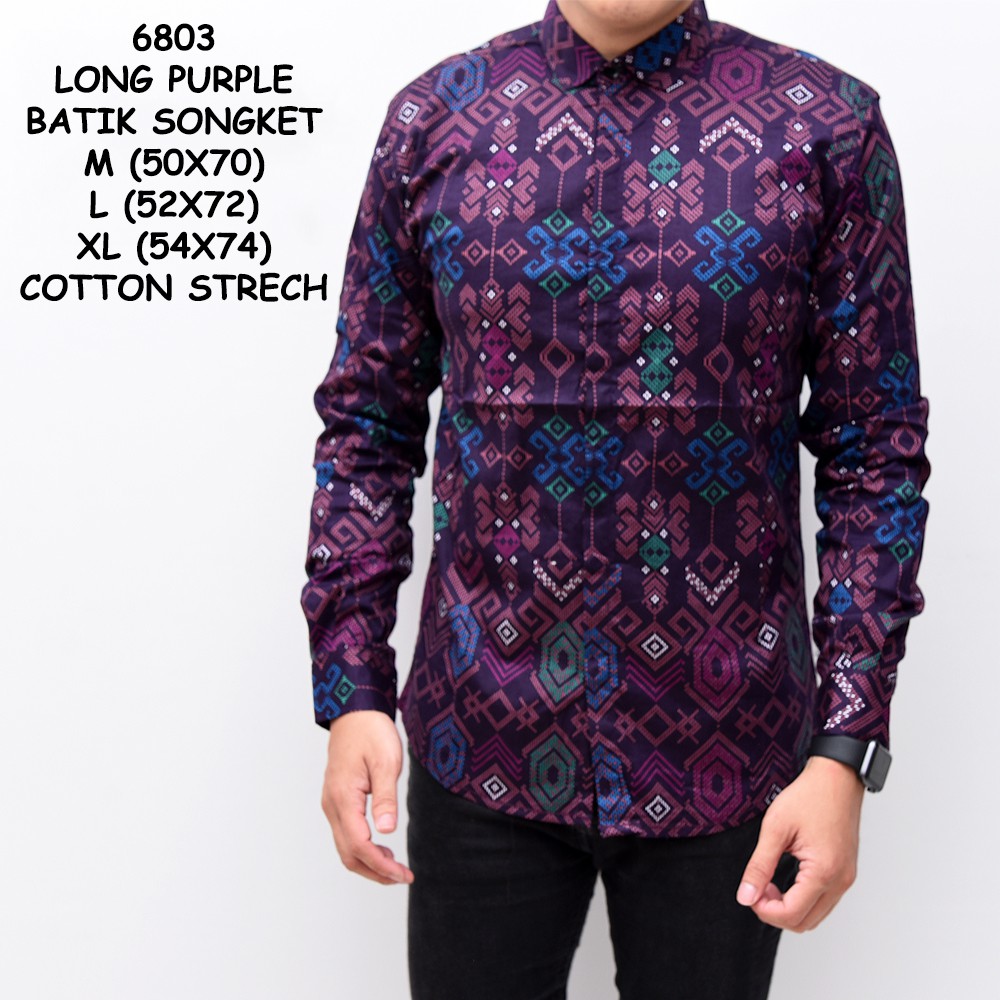  BELI 3 GARTIS 1 BLESSING 6803 Kemeja Batik  Pria  Lengan 