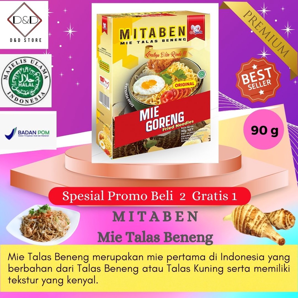 Mitaben Mietaben Mie Mi Talas Beneng Kuning Rendah Gluten Kalori Menu Diet Organic Organik Sehat Say