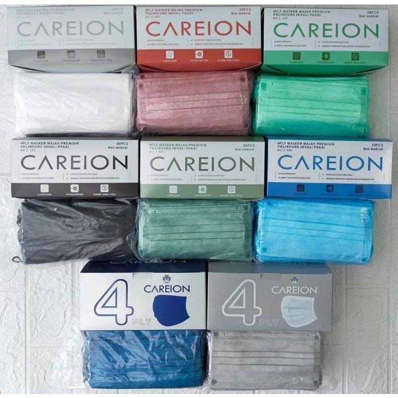 HWLB MASKER 4PLY CAREION HITAM isi 50 PREMIUM TEBAL WARNA WARNI terdaftar KEMENKES