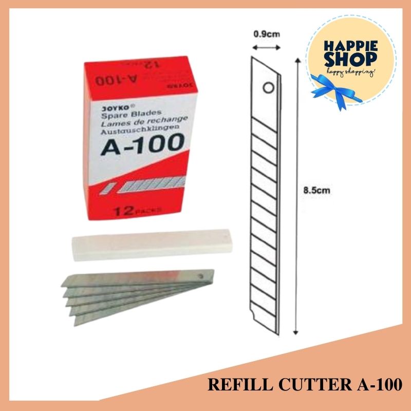 joyko cutter blade A - 100 refill isi cuter kecil silet pemotong 1tube alat potong murah