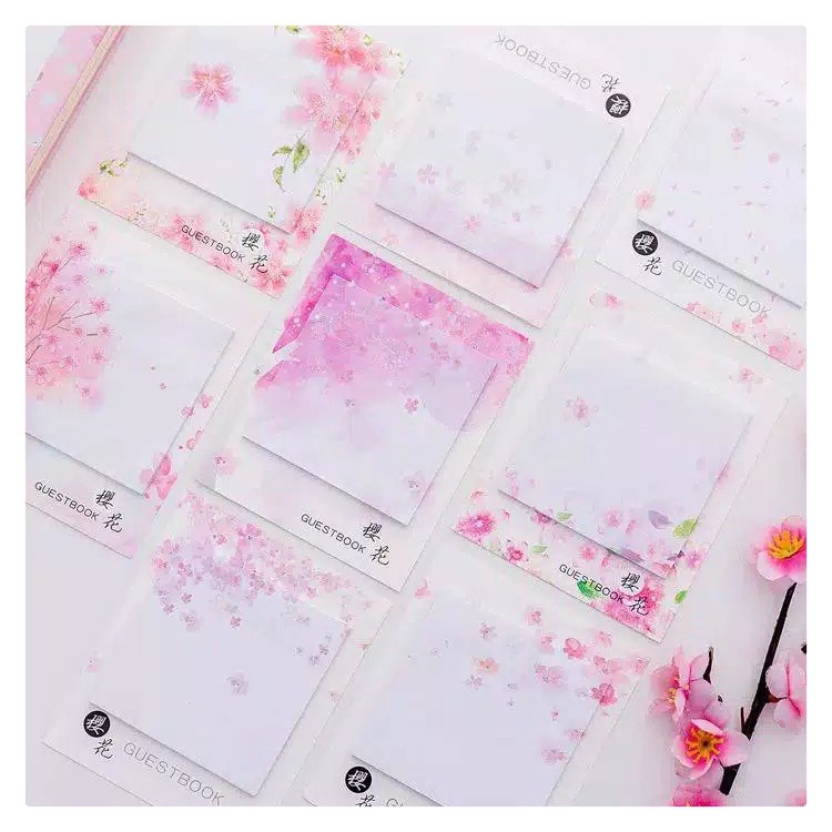 

30 LEMBAR STICKY NOTES TEMA SAKURA FLOWER PEMANDANGAN NOTE MEMO BULLET JURNAL DIY DIARY LUCU MURAH