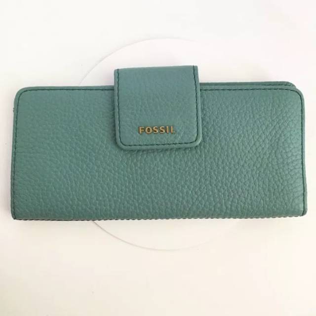 Dompet Fossil Madison Tab Clutch Teal Green Wallet pofu