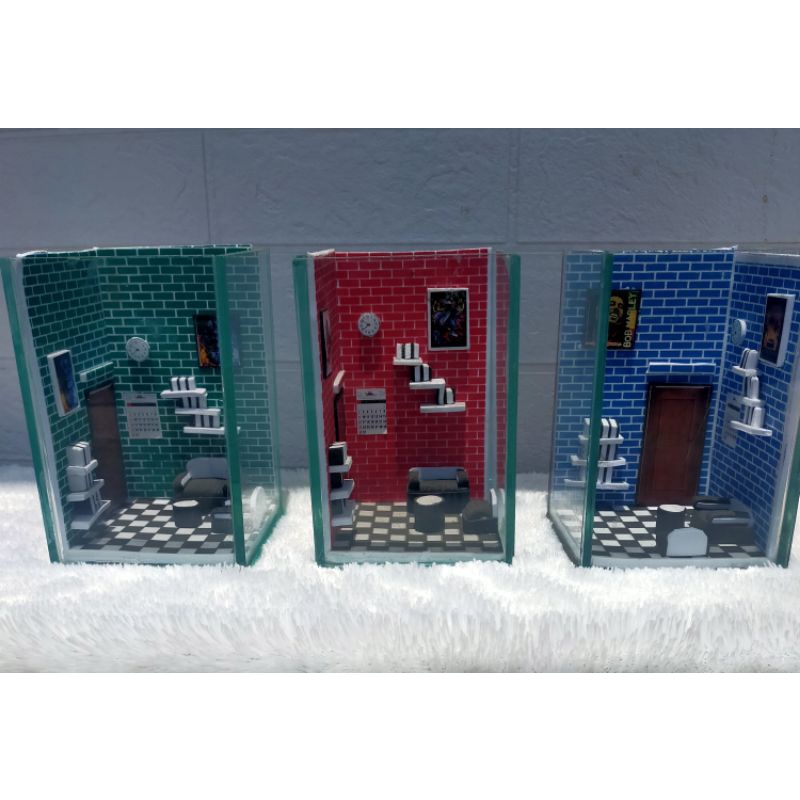 AQUARIUM cupang hias(motf bata)/Akuarium mini/SOLITER CUPANG