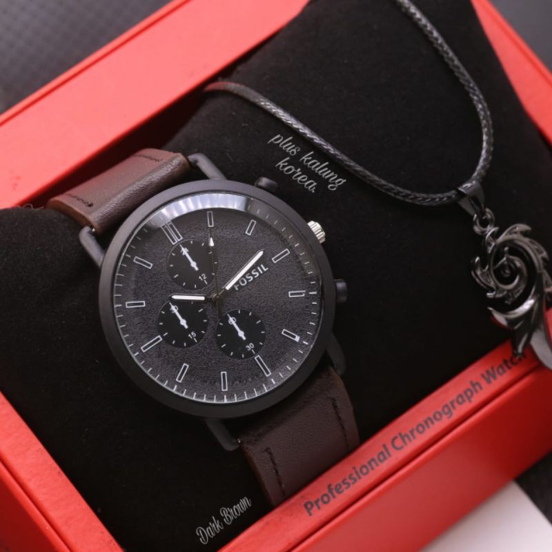 JAM TANGAN FASHION PRIA KULIT CRONO OFF DAN FREE KALUNG/GELANG RANDOM DIAMETER 4,3CM