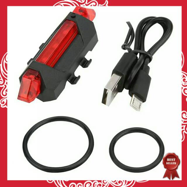 Lampu belakang sepeda gunung usb rechargeable LED Defensor Lampu Sepeda 5 LED Taillight