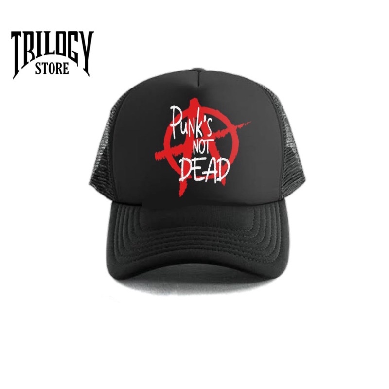 TOPI TRUCKER “PUNK IS DEAD” | TOPI JARING PRIA HITAM