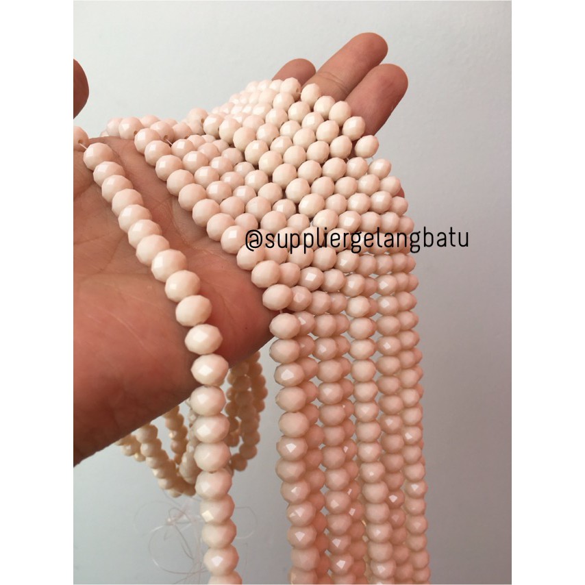 Crystal Ceko Doff 8mm CREAM KREM Aksesori Beads Manik Donat Rondelle Top Aksesoris supplier grosir