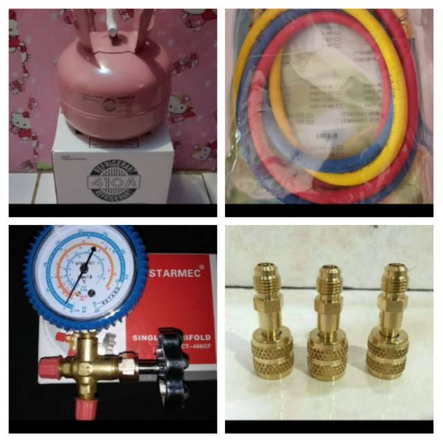 Paket Isi Freon R410 3kg tabung kecil manifold 500psi freon r410a dgn joint r410