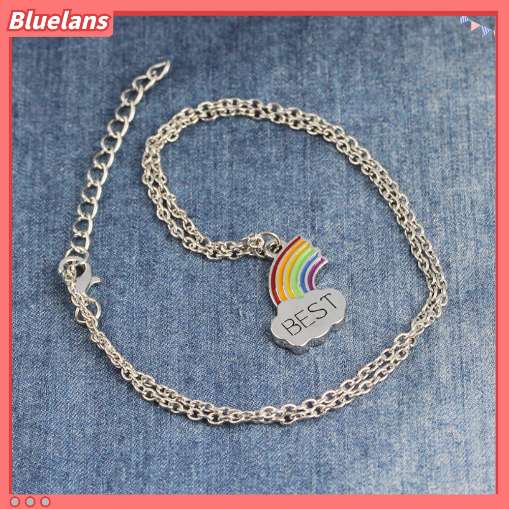 2pcs / Set Kalung Dengan Liontin Pelangi Untuk Wanita